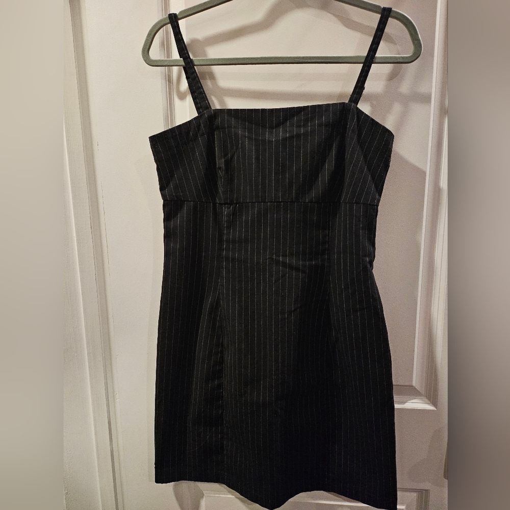 Black pinstripe mini dress